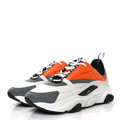 Christian Dior Technical Mesh Calfskin Mens B22 Sneakers 40 White Orange 3 of 8