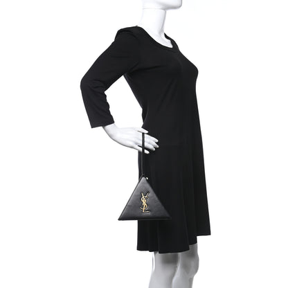 Saint Laurent Lambskin Pyramid Clutch Black 2 of 17