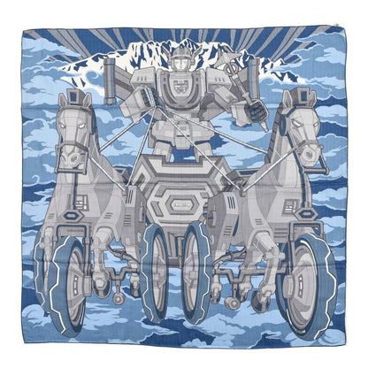 Hermes Cashmere Silk Mega Chariot Scarf 100 Bleu Moyen Bleu Aviat 1 of 3