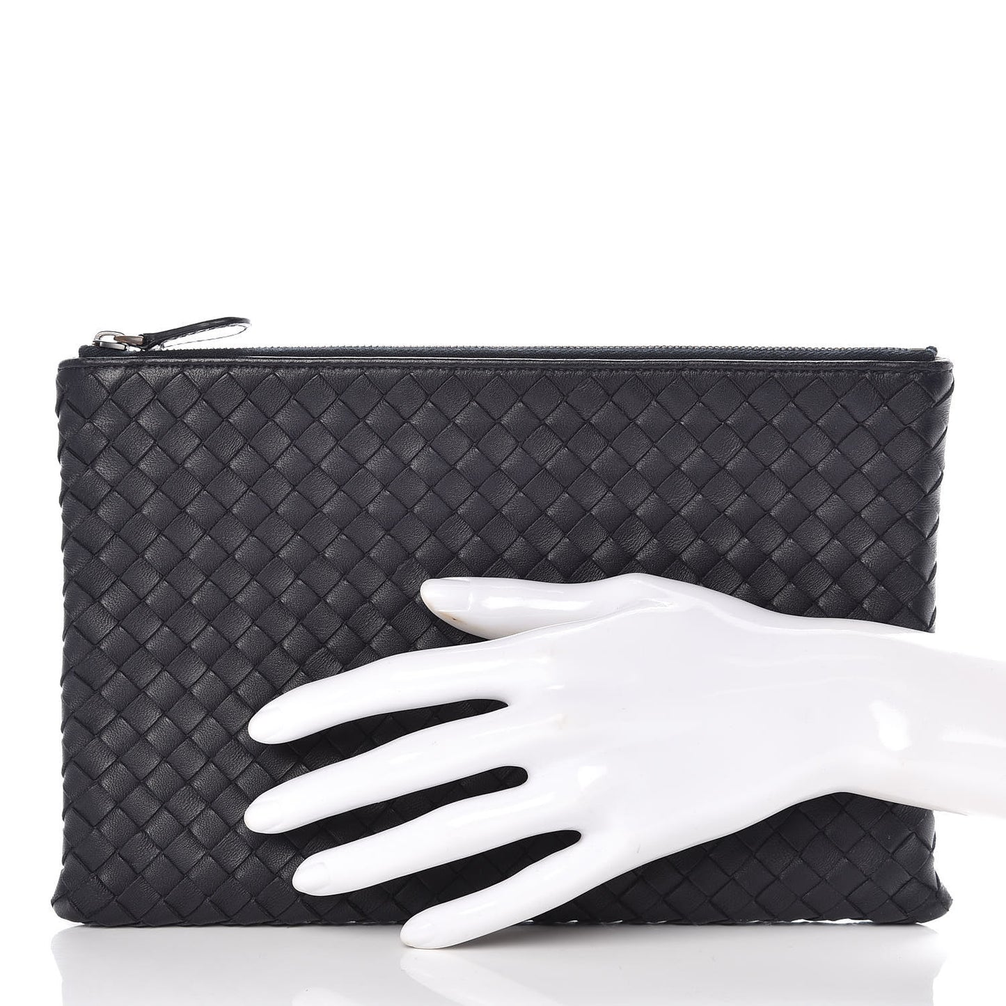 Nappa Intrecciato Flat Zip Pouch Denim