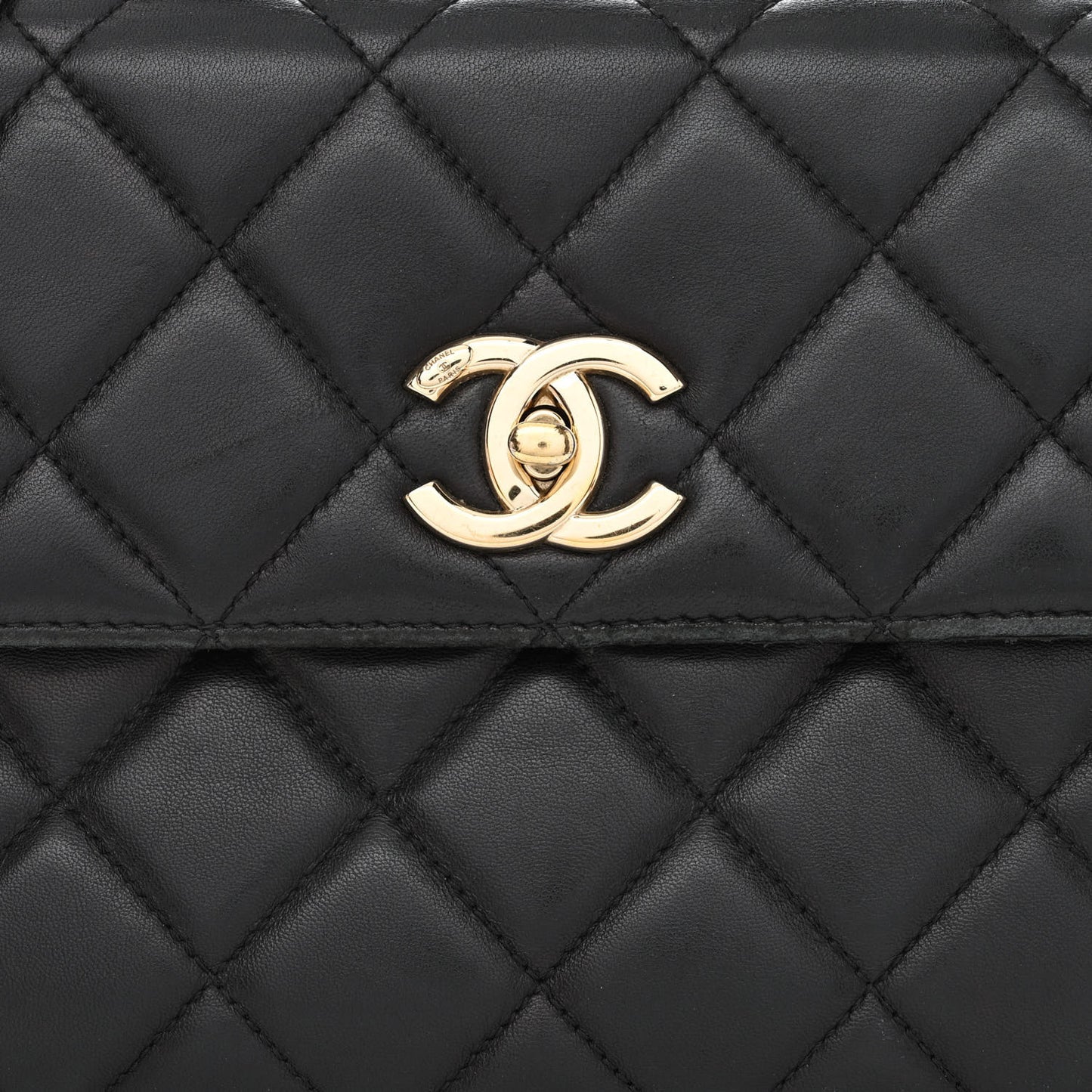 Lambskin Quilted Small Trendy CC Dual Handle Flap Bag Black