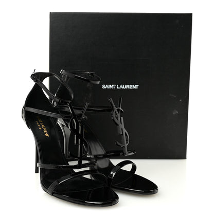 Saint Laurent Patent Cassandra 100 Ankle Strap Sandals 39.5 Black 9 of 9