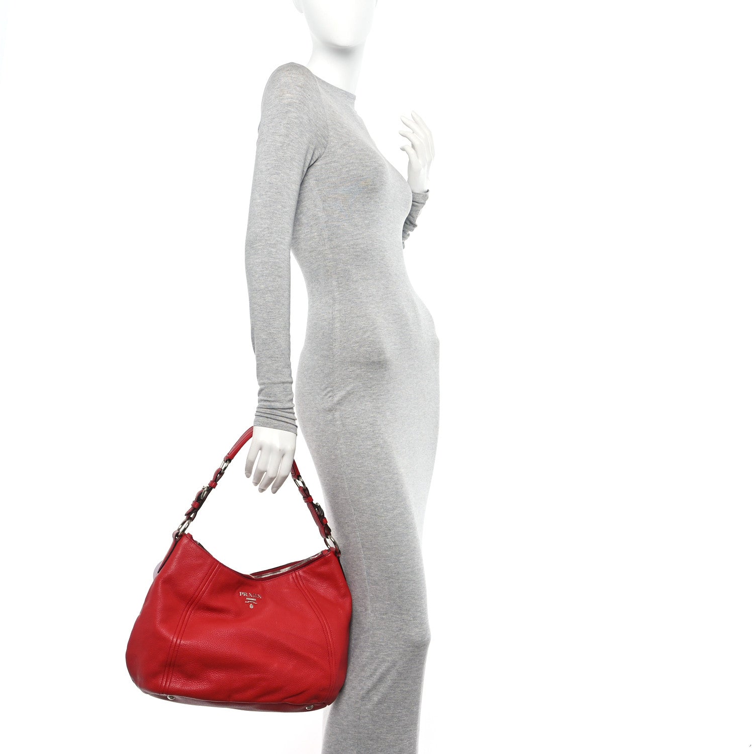 Prada Vitello Phenix Hobo Rosso 2 of 11