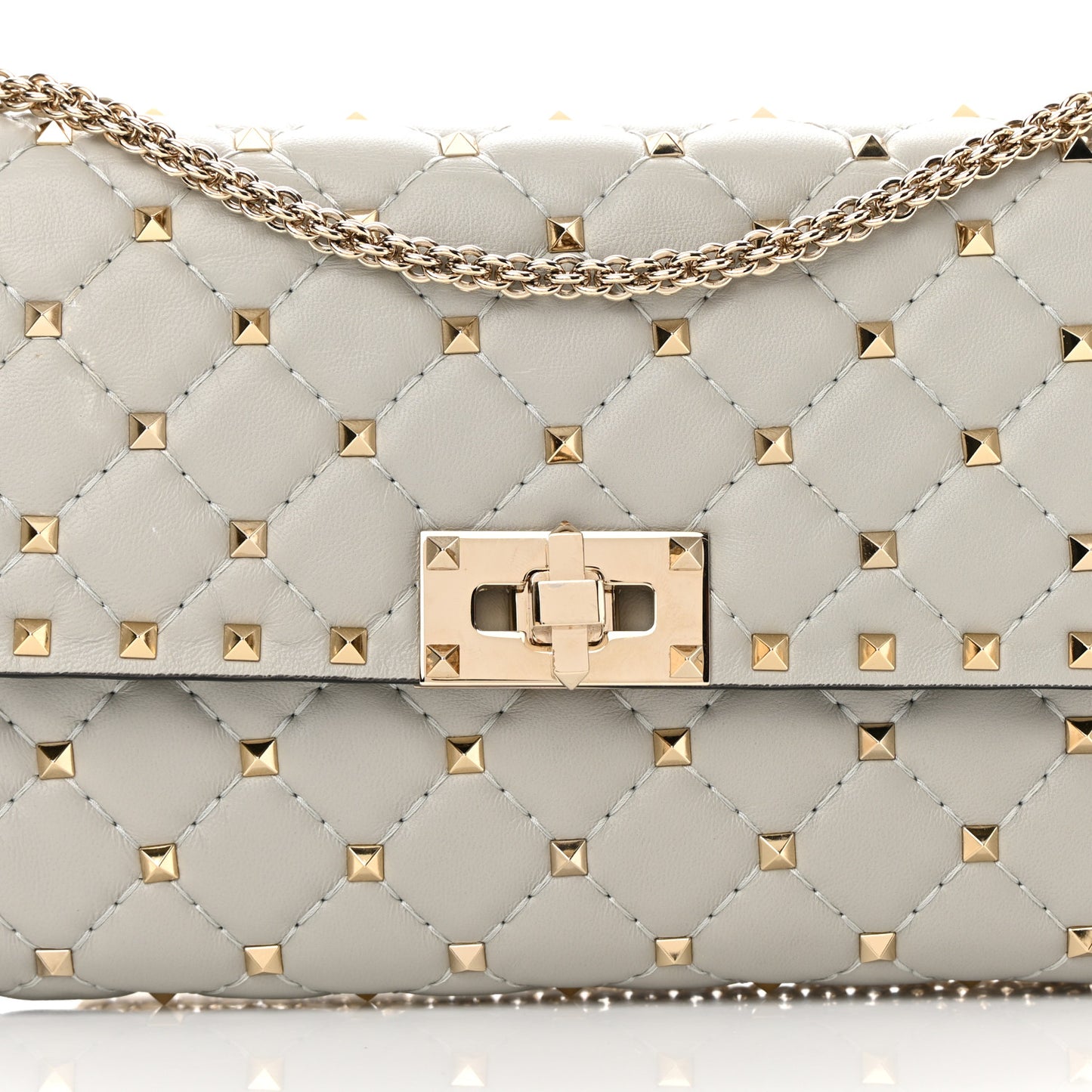 Nappa Rockstud Spike Wallet On Chain Opal Grey