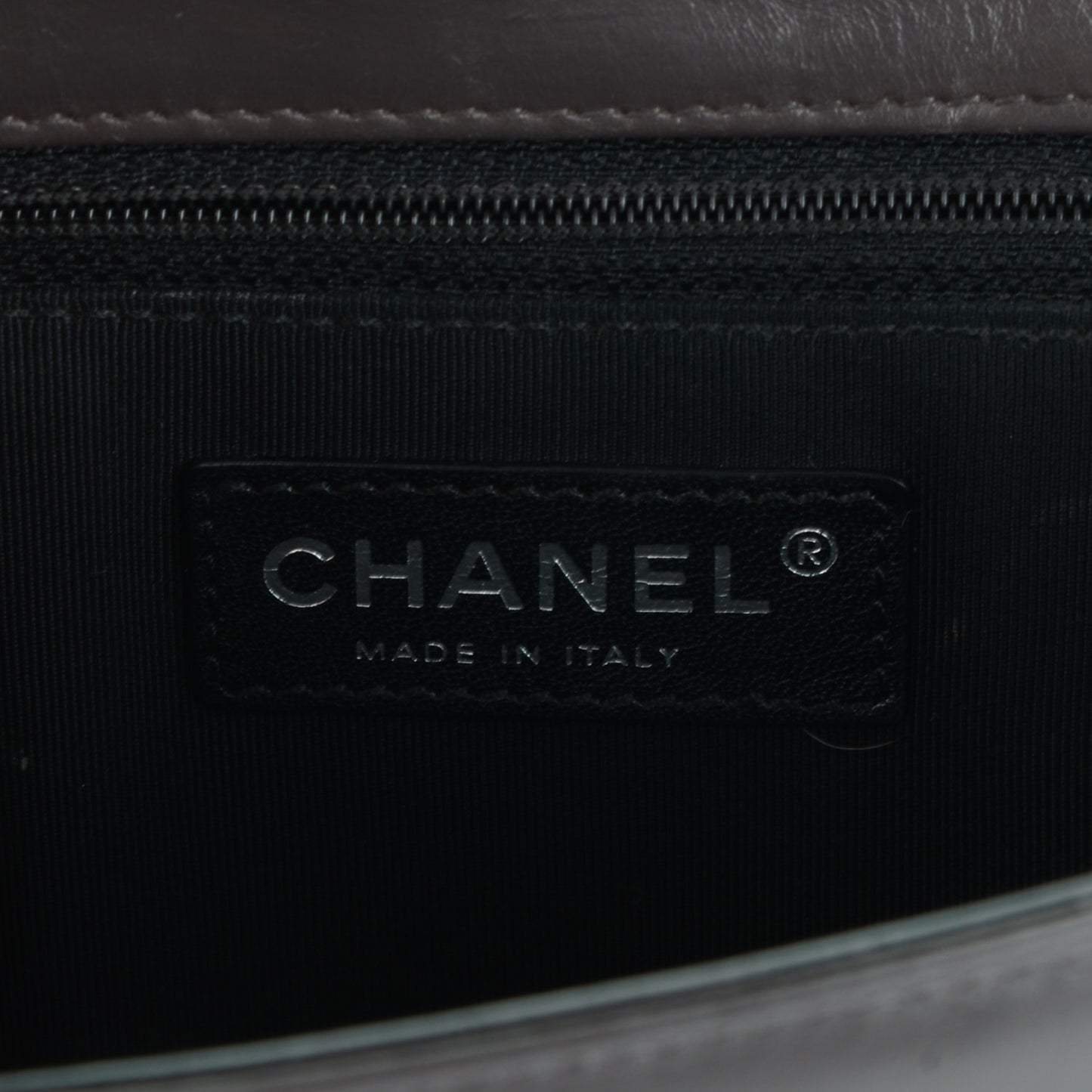 Glazed Calfskin Medium Boy Flap Black Brown