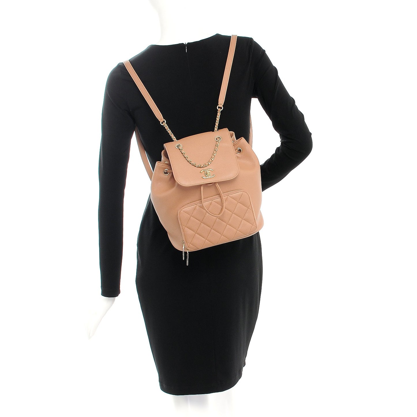 Caviar Quilted Business Affinity Backpack Beige