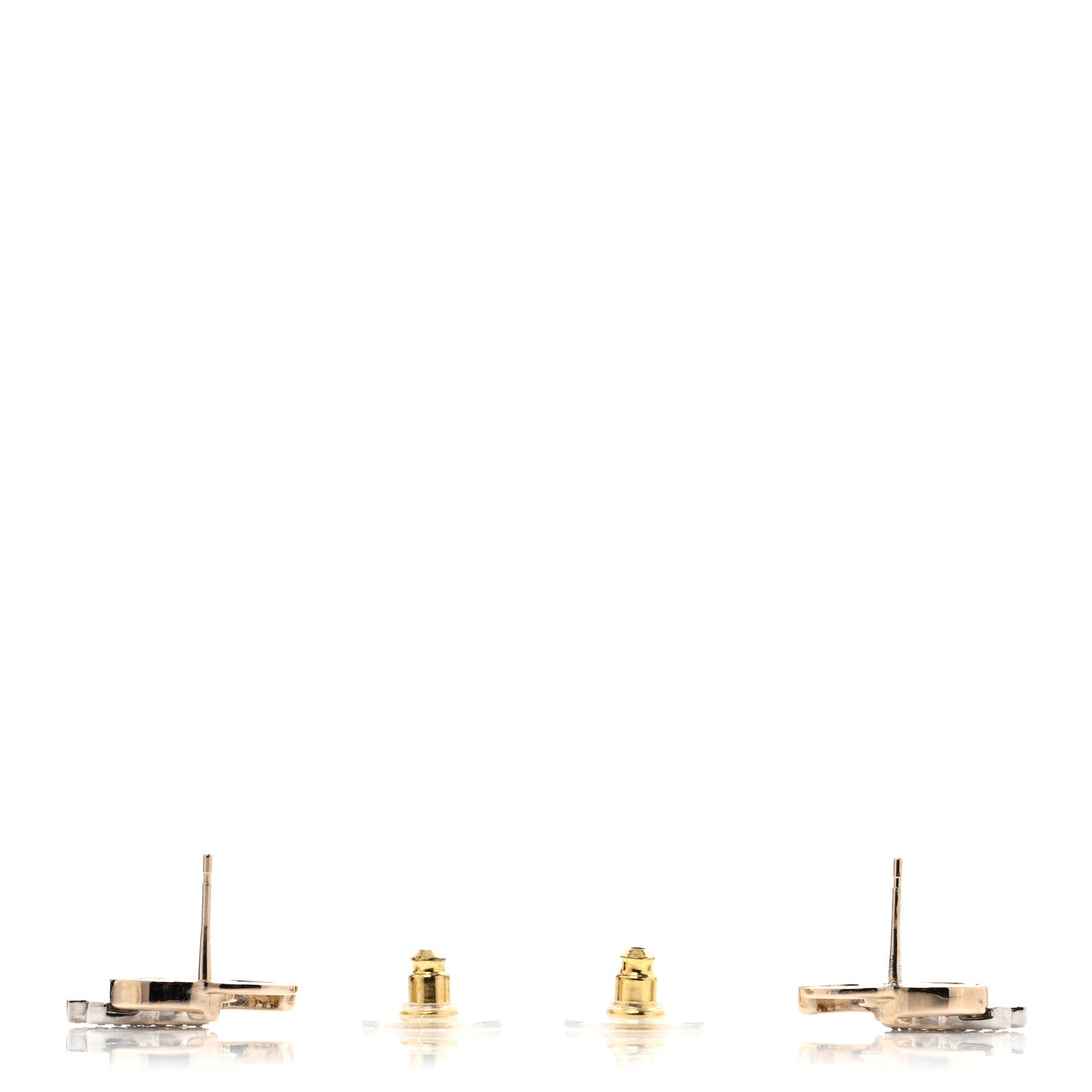 Chanel Crystal Double CC Earrings Gold Silver 3 of 5