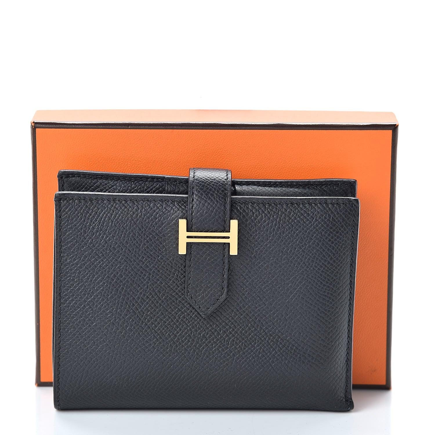 Hermes Epsom Bearn Compact Wallet Black 9 of 9