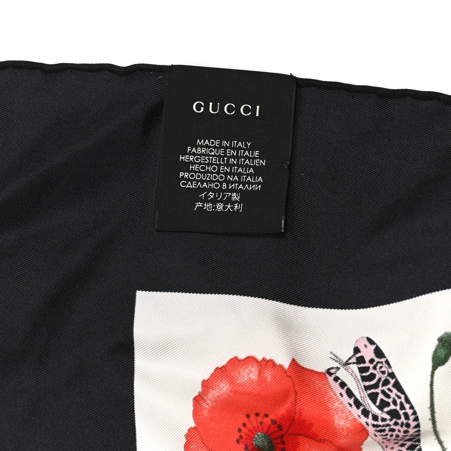 Gucci Silk Twill Flora Snake Square Scarf Ivory Black 2 of 4
