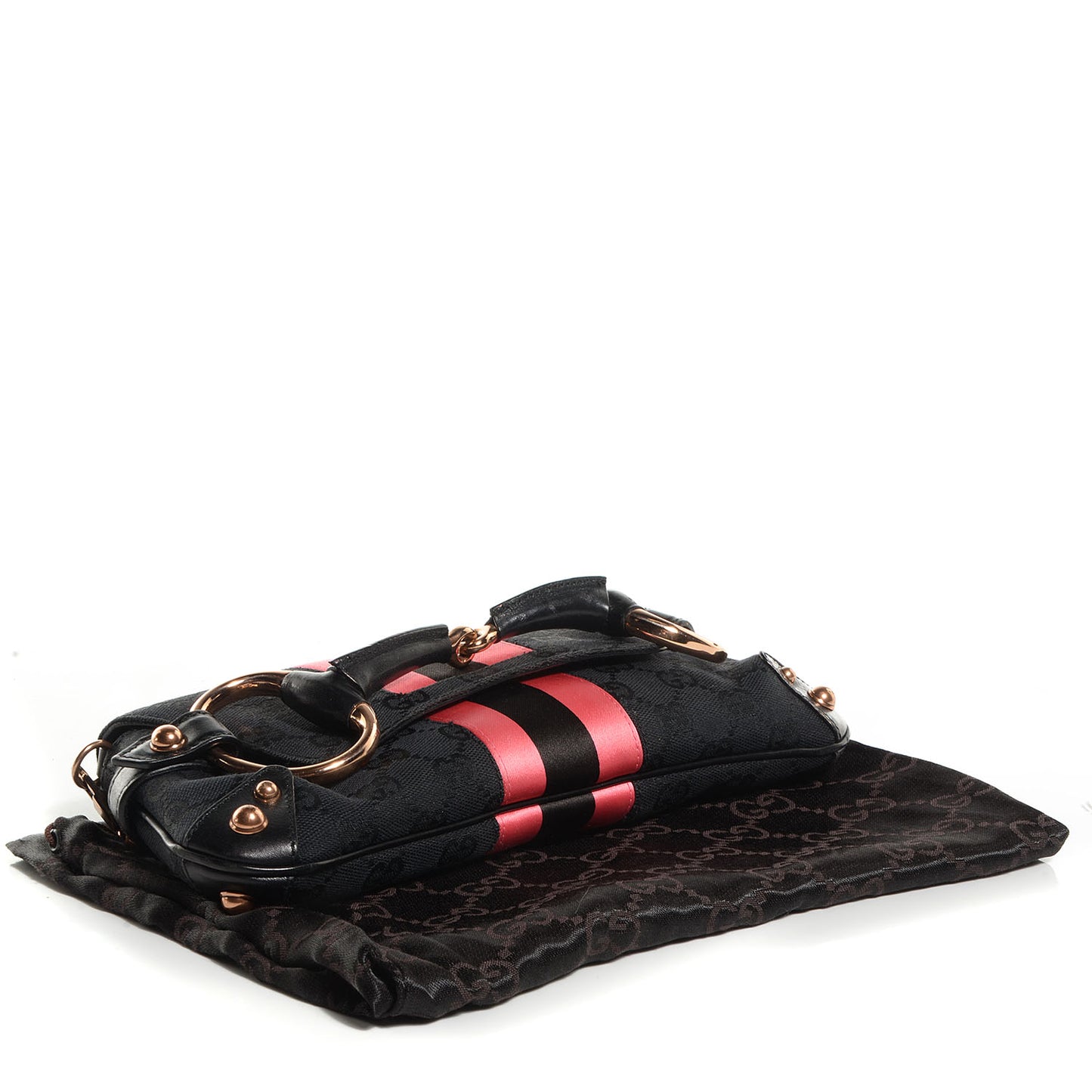 Monogram Horsebit Web Clutch Black