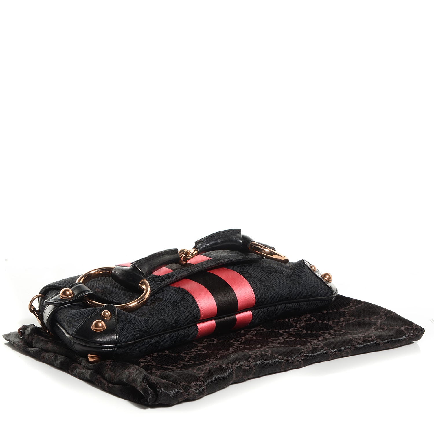 Gucci Monogram Horsebit Web Clutch Black 4 of 7