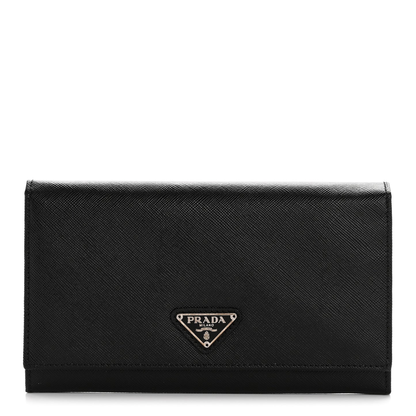 Saffiano Triangle Continental Flap Wallet Black