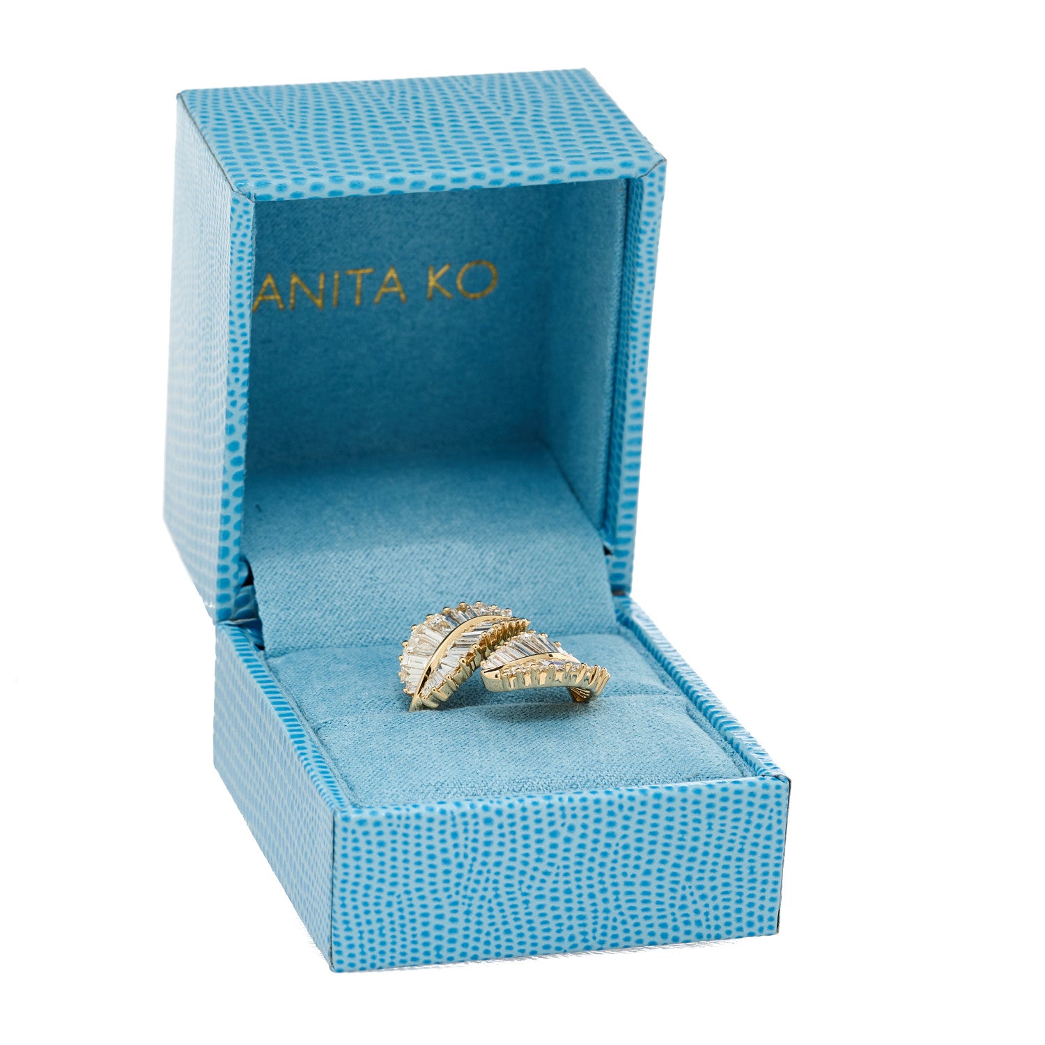 Anita Ko 18K Yellow Gold Diamond Classic Palm Leaf Ring 54 7 5 of 5