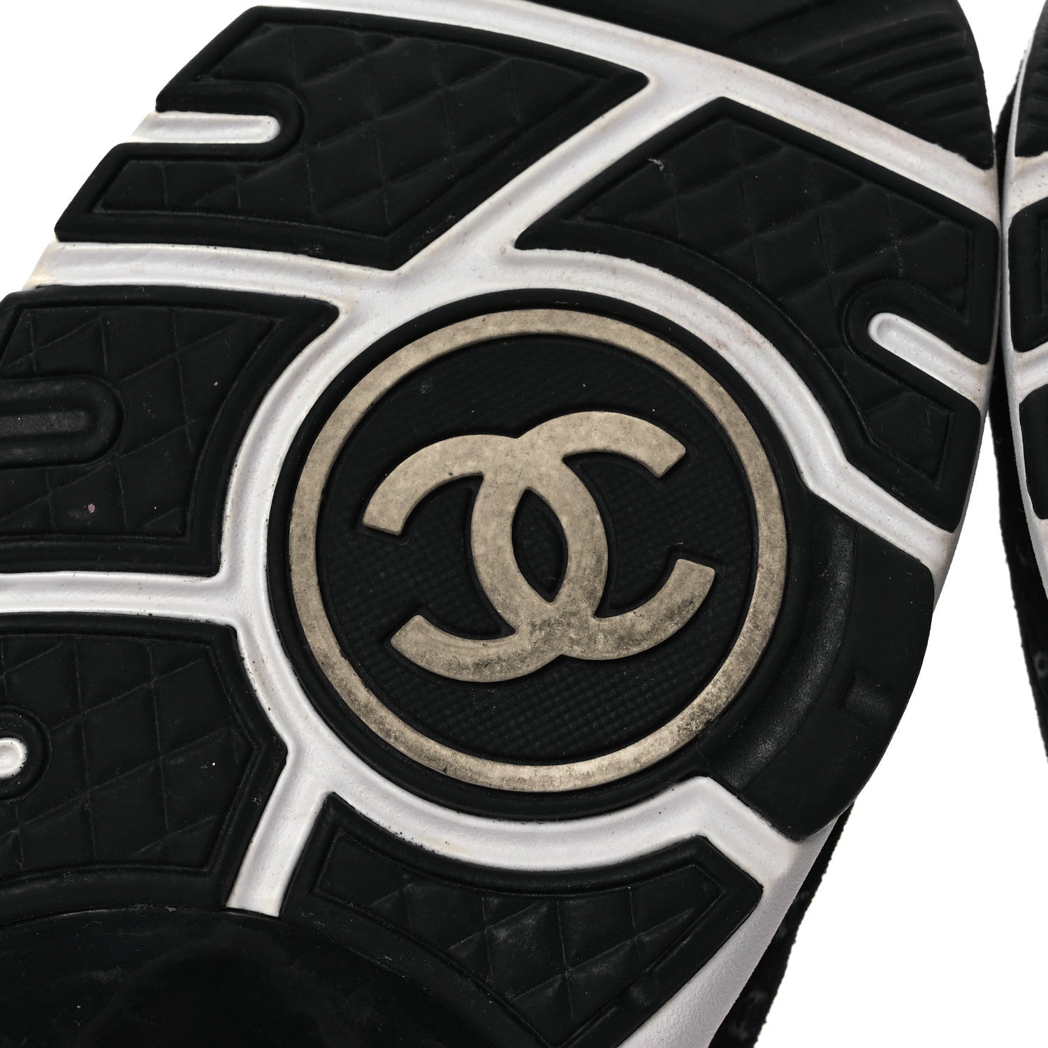 Chanel Suede Calfskin Printed CC Sneakers 36 White Black 8 of 13