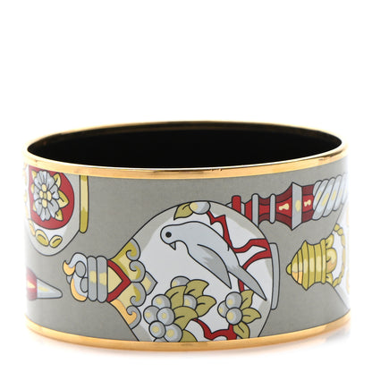 Hermes Enamel Printed Qu' Importe Le Falcon Extra Wide Bracelet 70 1 of 5