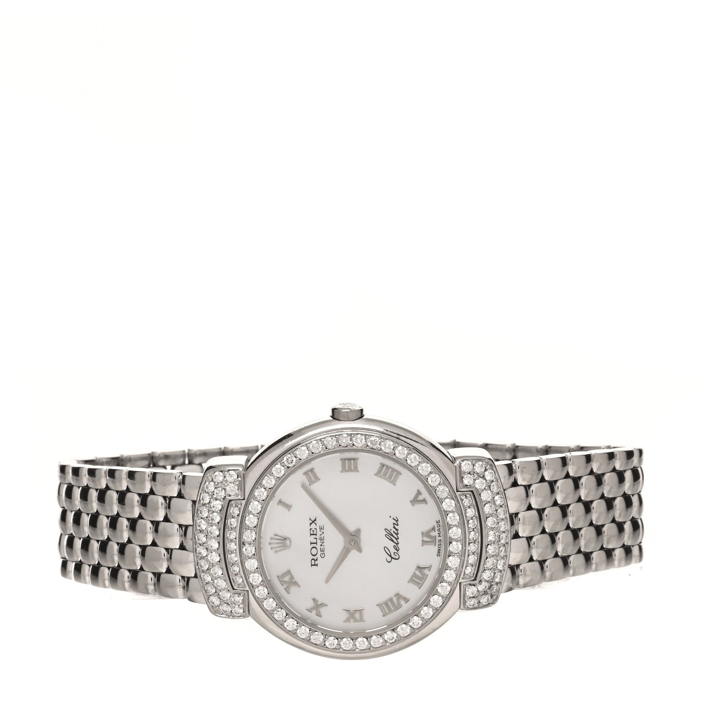 18K White Gold Diamond Mother of Pearl 26mm Cellini Cellissima Quartz Watch 6672