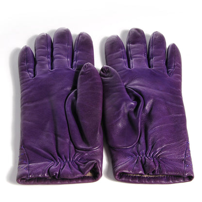 Hermes Lambskin Wool Lined Gloves 7.5 Iris 2 of 4