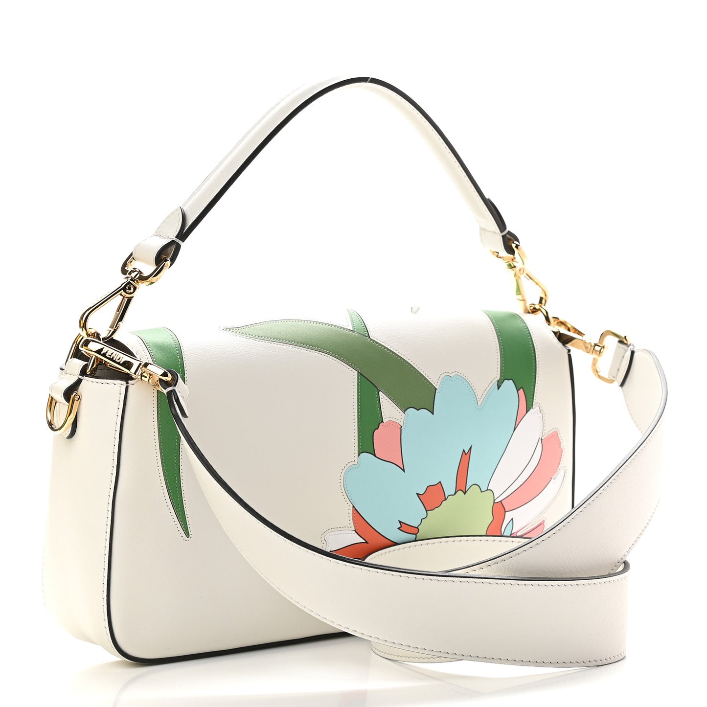 Vitello Seta Daisy Inlay Baguette White Ice Multicolor