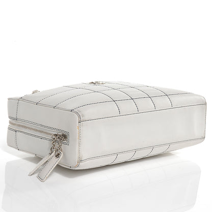 Chanel Leather Contrast Square Stitch Camera Case Dark White 4 of 11