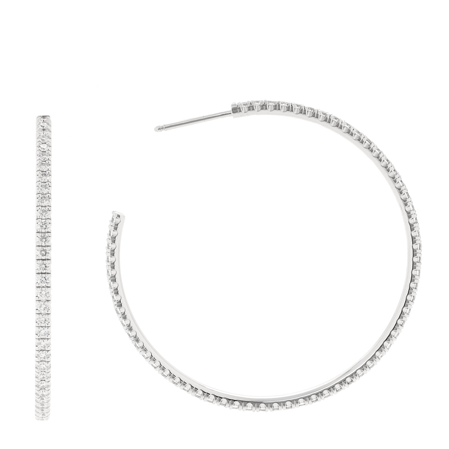 Cartier 18K White Gold Diamond Large Etincelle Hoop Earrings 1 of 5