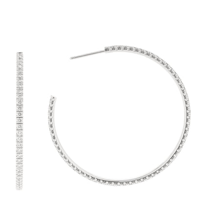 Cartier 18K White Gold Diamond Large Etincelle Hoop Earrings 1 of 5