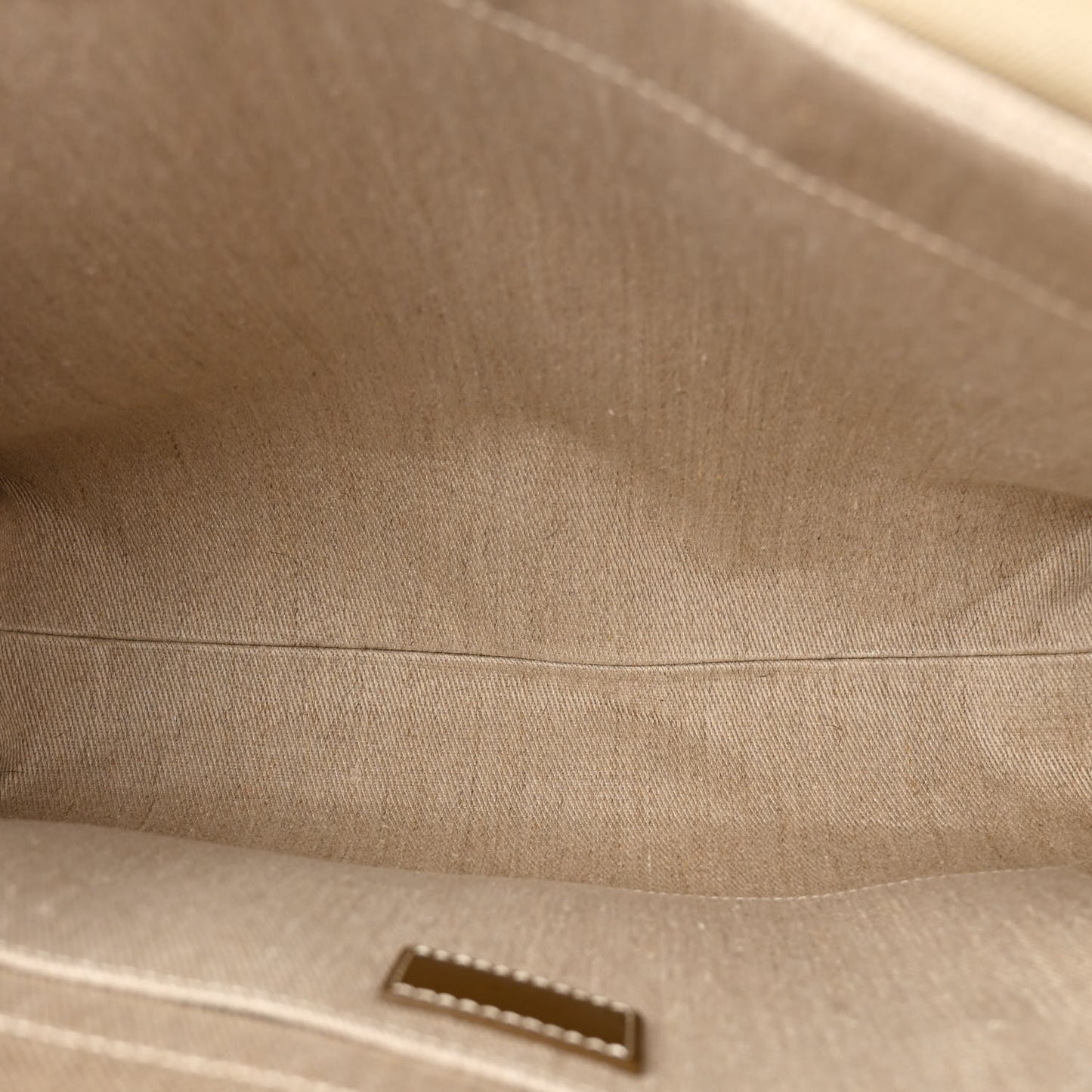 Linen Calfskin Medium Woody Ribbon Tote Bronze Brown