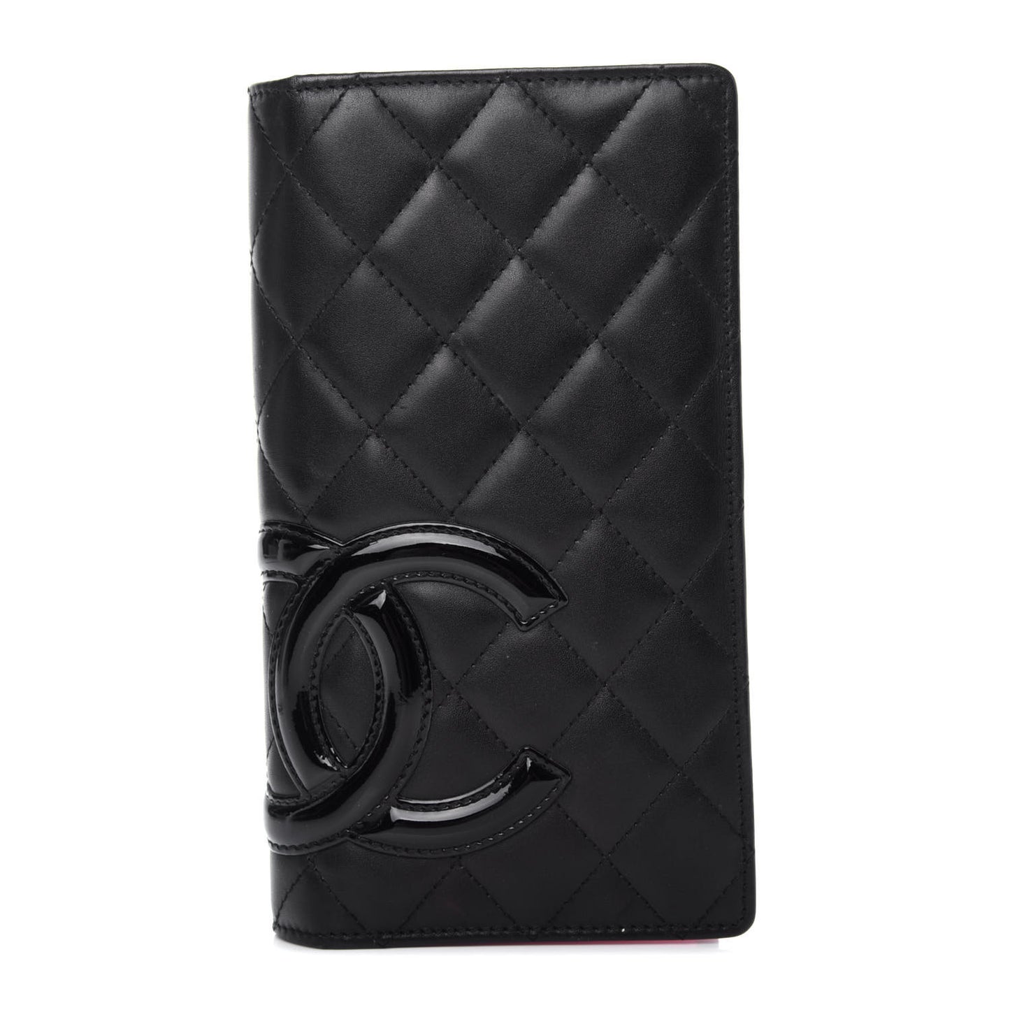 Calfskin Quilted Cambon Yen Wallet Black