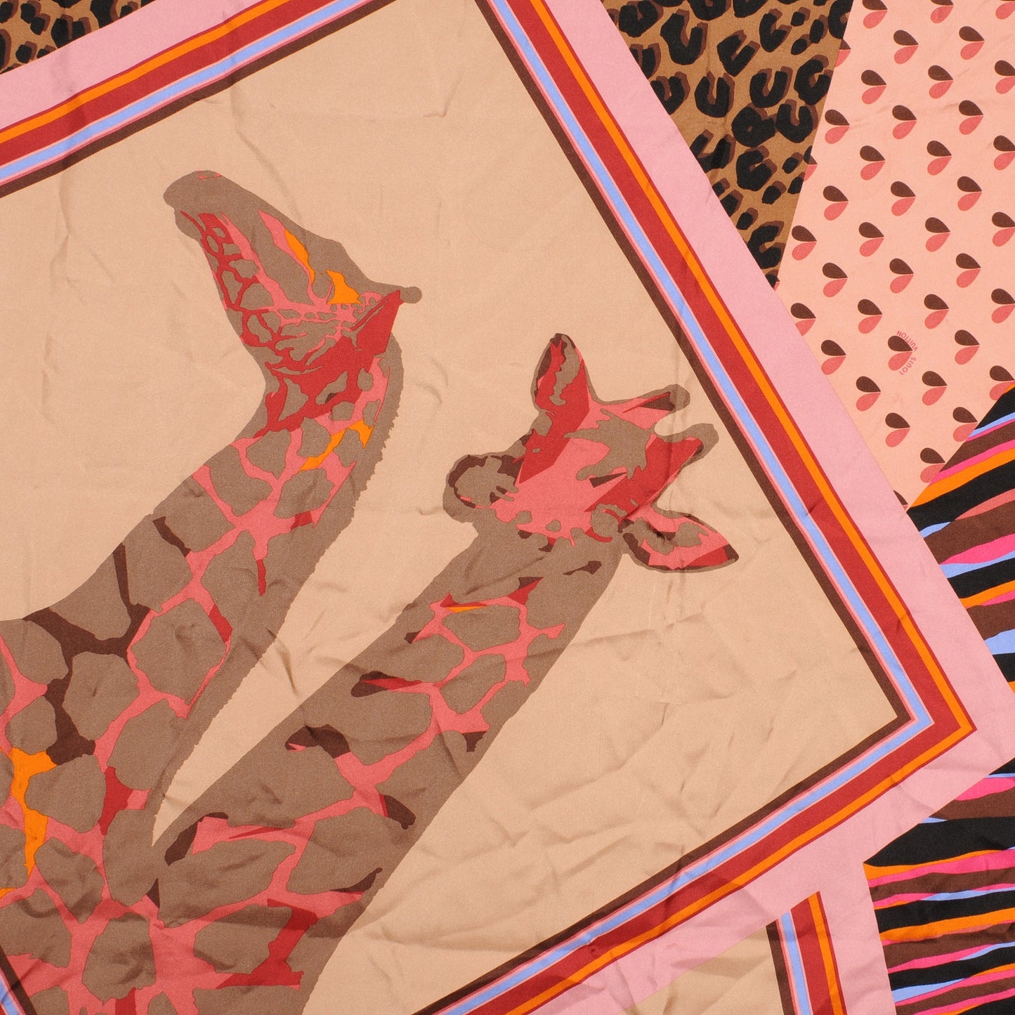 Silk Leopard Giraffe Square Scarf