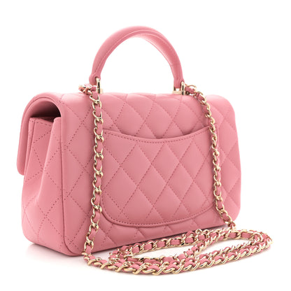 Chanel Lambskin Quilted Mini Top Handle Rectangular Flap Pink 3 of 11