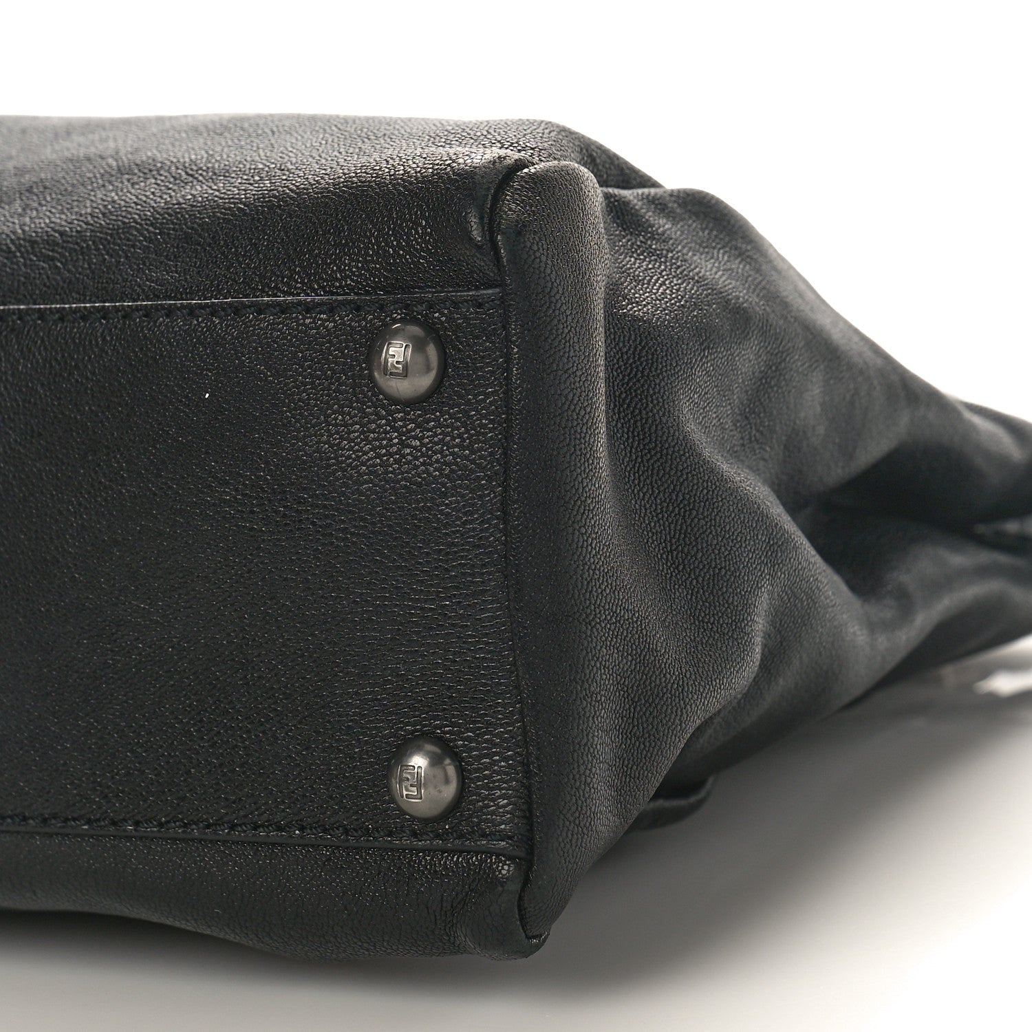 Fendi Goatskin Zucca Medium Peekaboo Iconic Satchel Black Tobacco 9 of 11