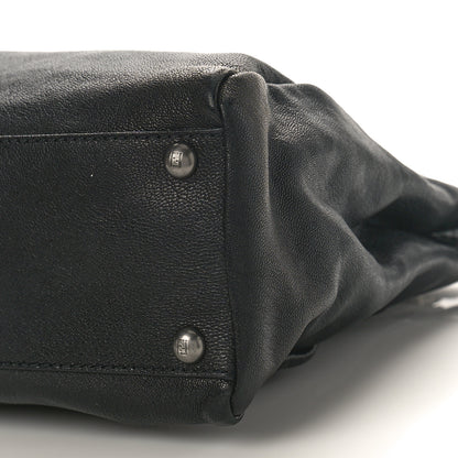 Fendi Goatskin Zucca Medium Peekaboo Iconic Satchel Black Tobacco 9 of 11