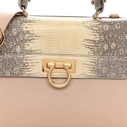 Salvatore Ferragamo Calfskin Lizard Sofia Shoulder Bag Beige 8 of 10