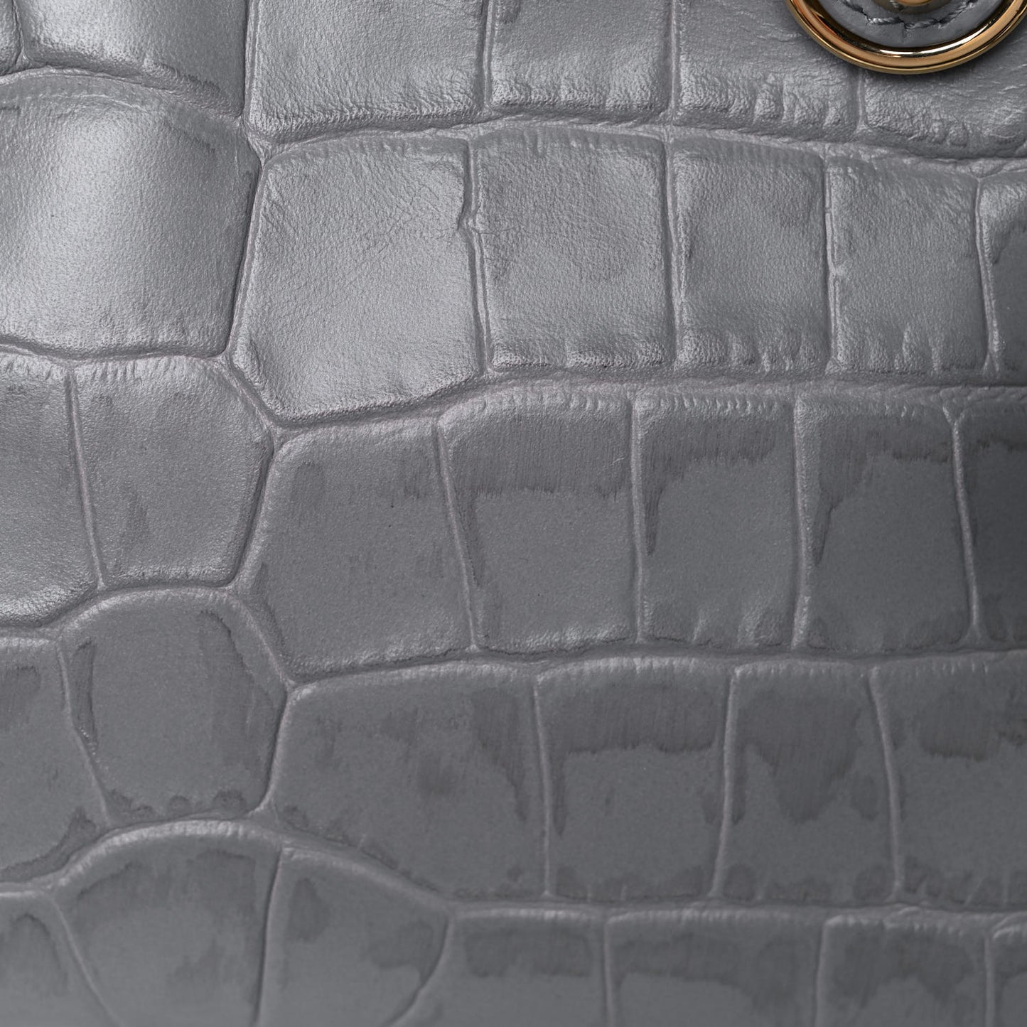 Calfskin Crocodile Embossed Gold Metallic Edge Hardware Mini City Haussmannien