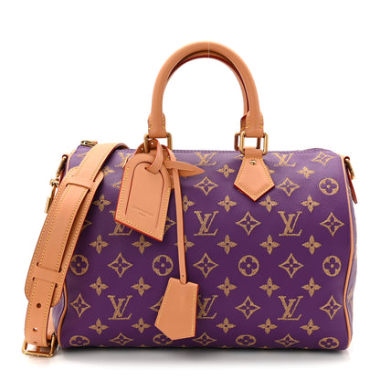 Louis Vuitton Calfskin Embroidered Monogram Speedy P9 Bandouliere 30 Golden Lotus Purple 1 of 21