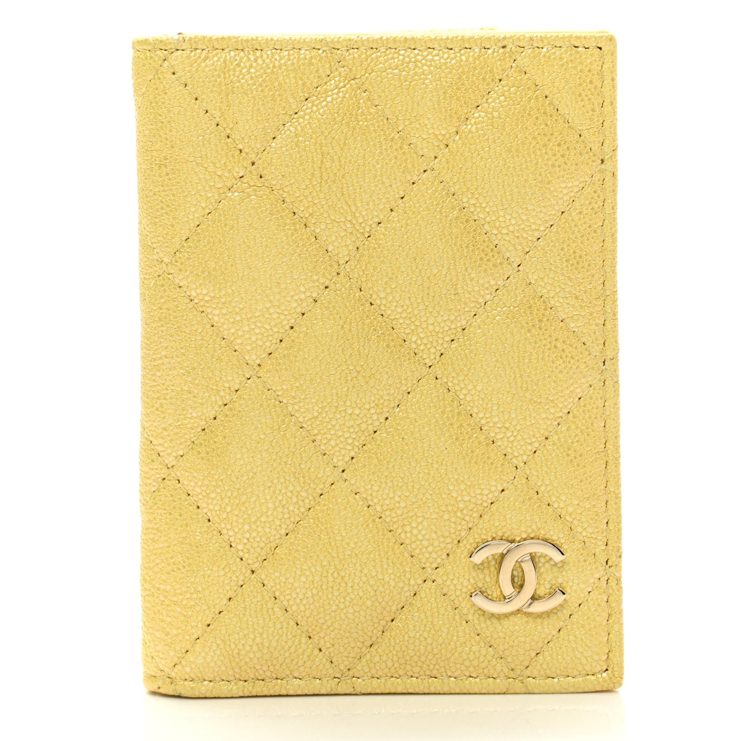 Chanel Caviar Quilted Card Holder Wallet Yellow 1 of 7