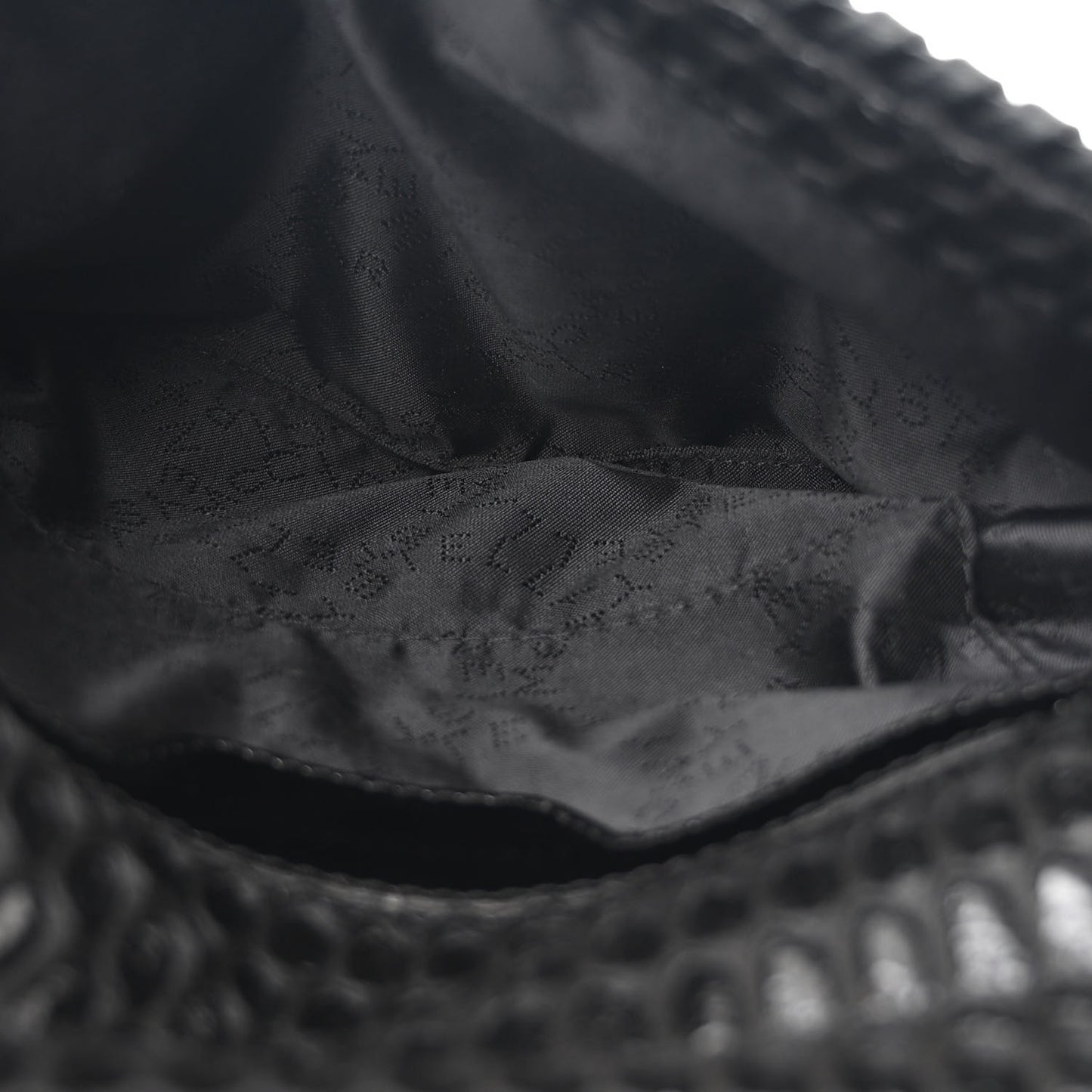 Patent Net Fold Over Falabella Clutch Black
