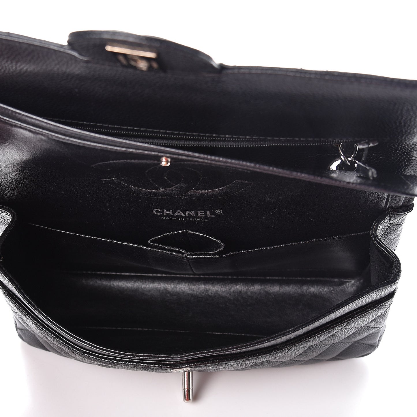 Caviar Quilted Medium Double Flap Black