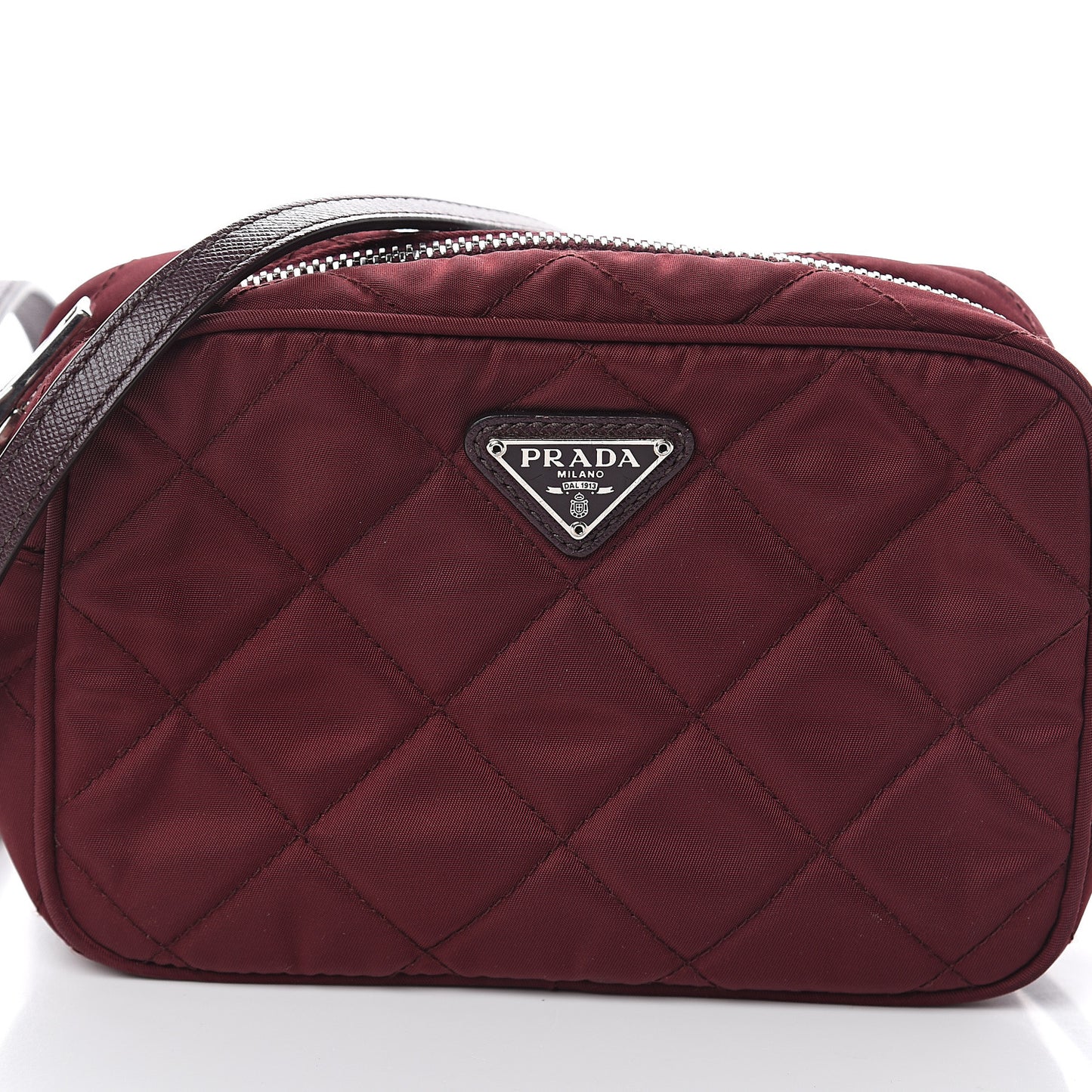 Nylon Tessuto Impuntu Quilted Crossbody Bag Granato