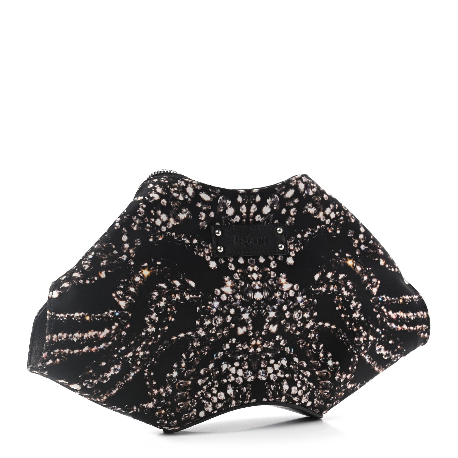 Alexander McQueen Silk Dandelion Print De Manta Clutch Black 3 of 8