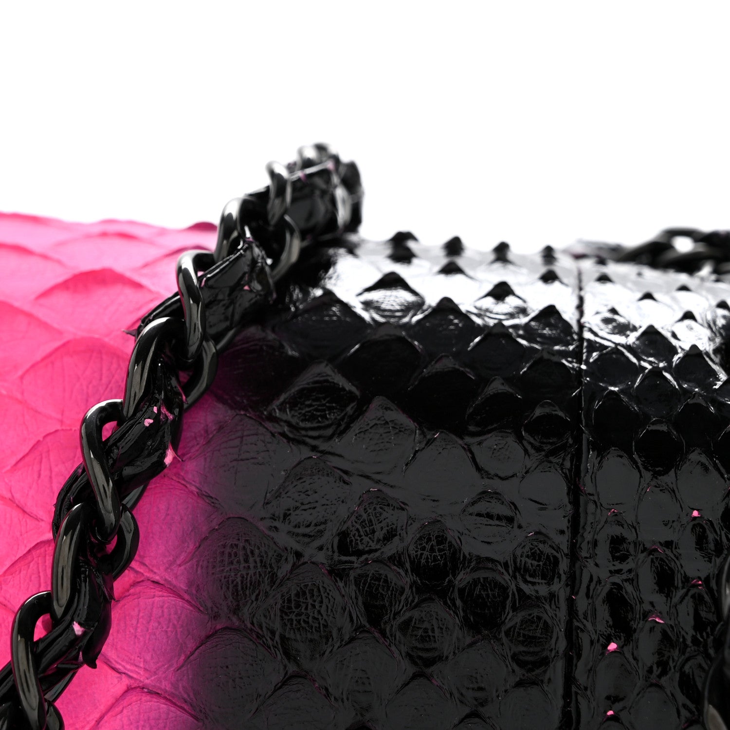 Chanel Snakeskin Medium Double Flap Black Pink 14 of 15