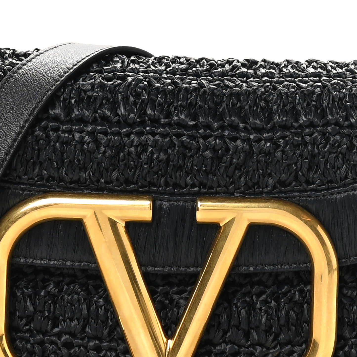 Raffia Braided Supervee Crossbody Bag Black
