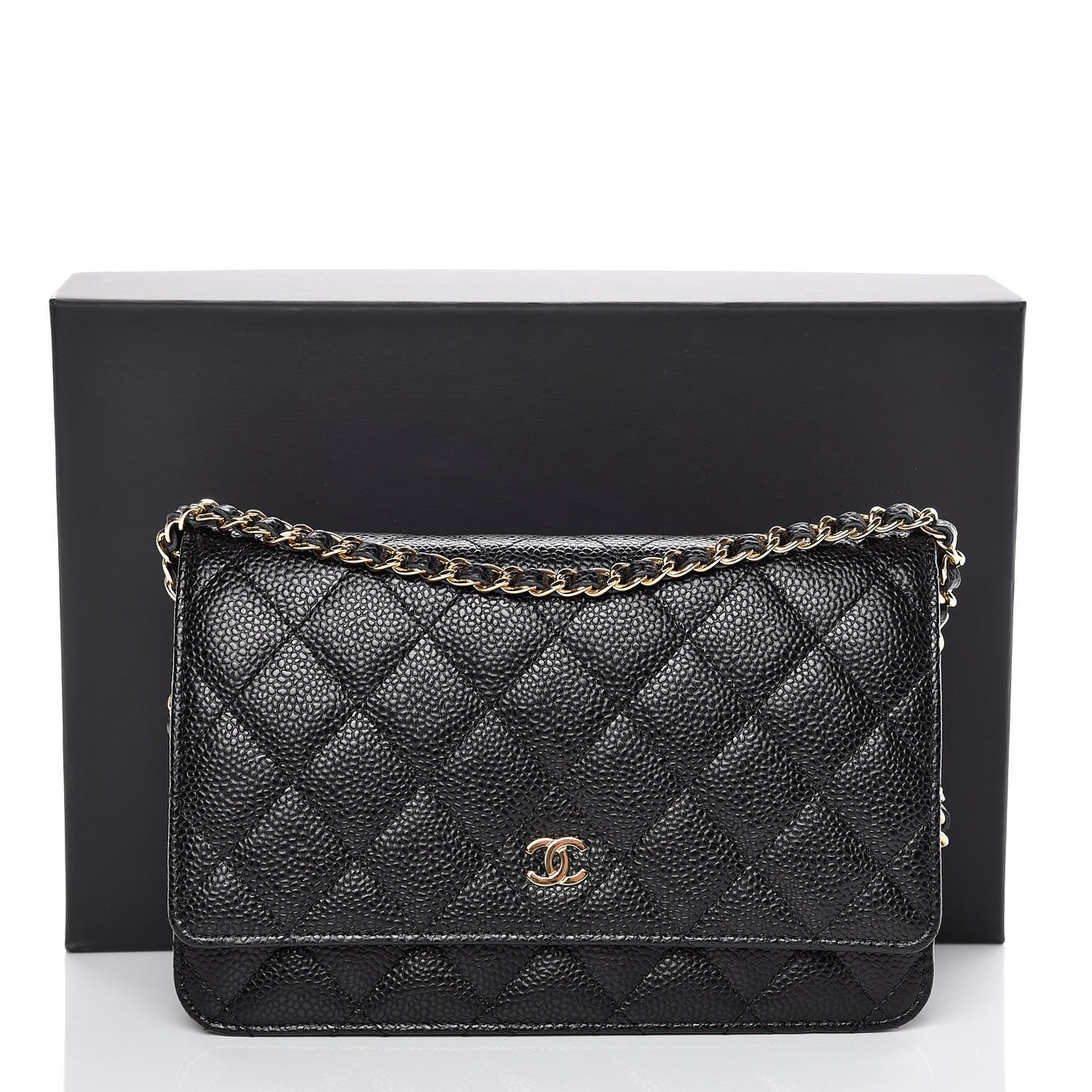 Caviar Quilted Wallet On Chain WOC Black