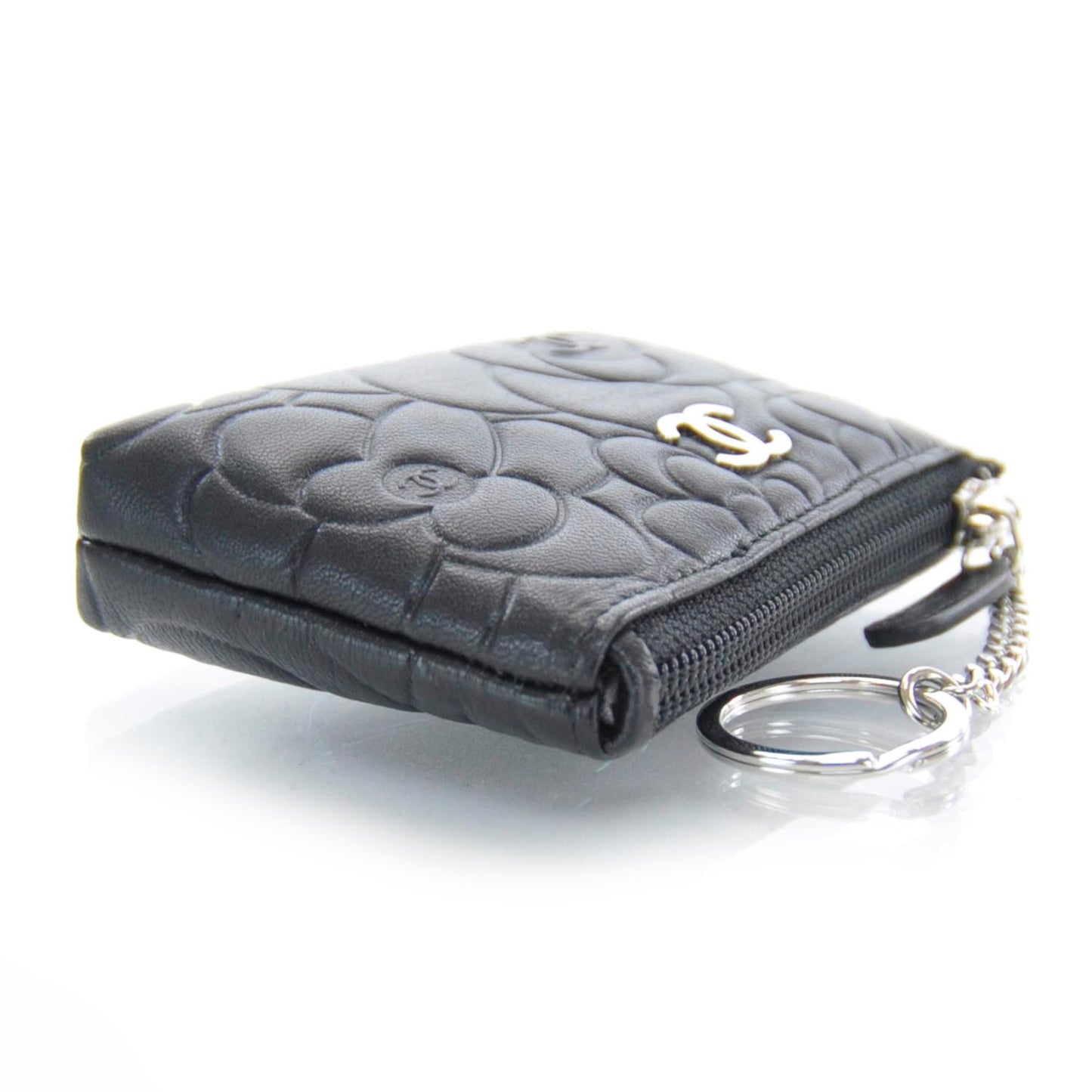 Camellia Embossed Key Holder Case Black