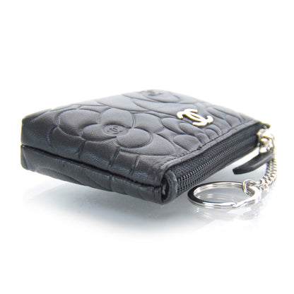 Chanel Camellia Embossed Key Holder Case Black 3 of 8