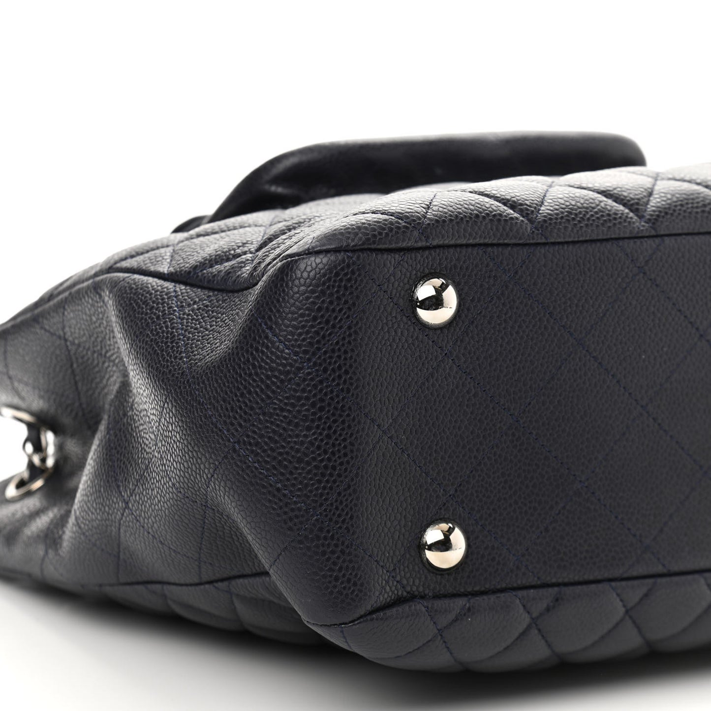 Caviar Quilted Flap Tote Navy Blue