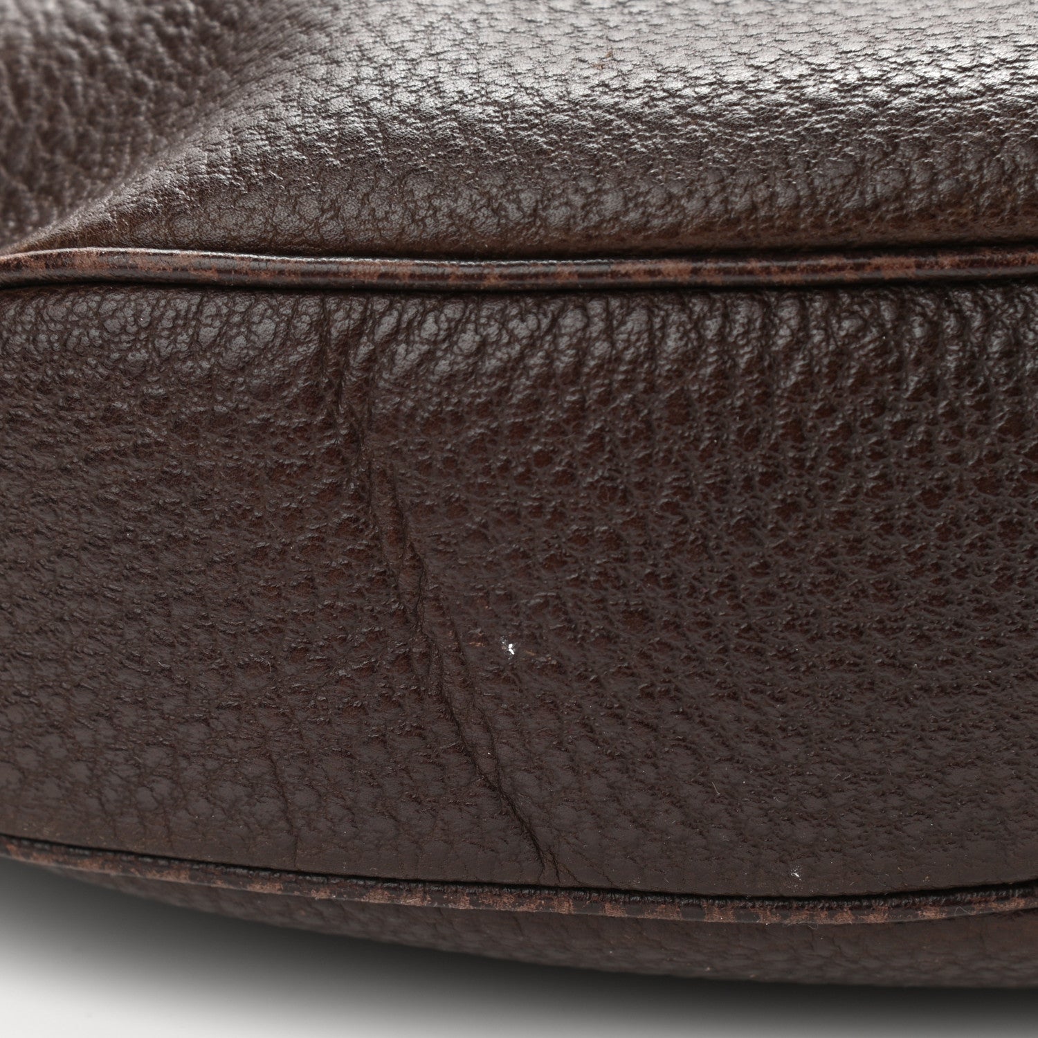 Gucci Pebbled Calfskin Half Moon Bamboo Ring Hobo Dark Brown 19 of 19