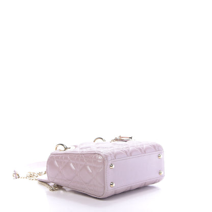 Christian Dior Metallic Lambskin Cannage Mini Lady Dior Lotus 4 of 12