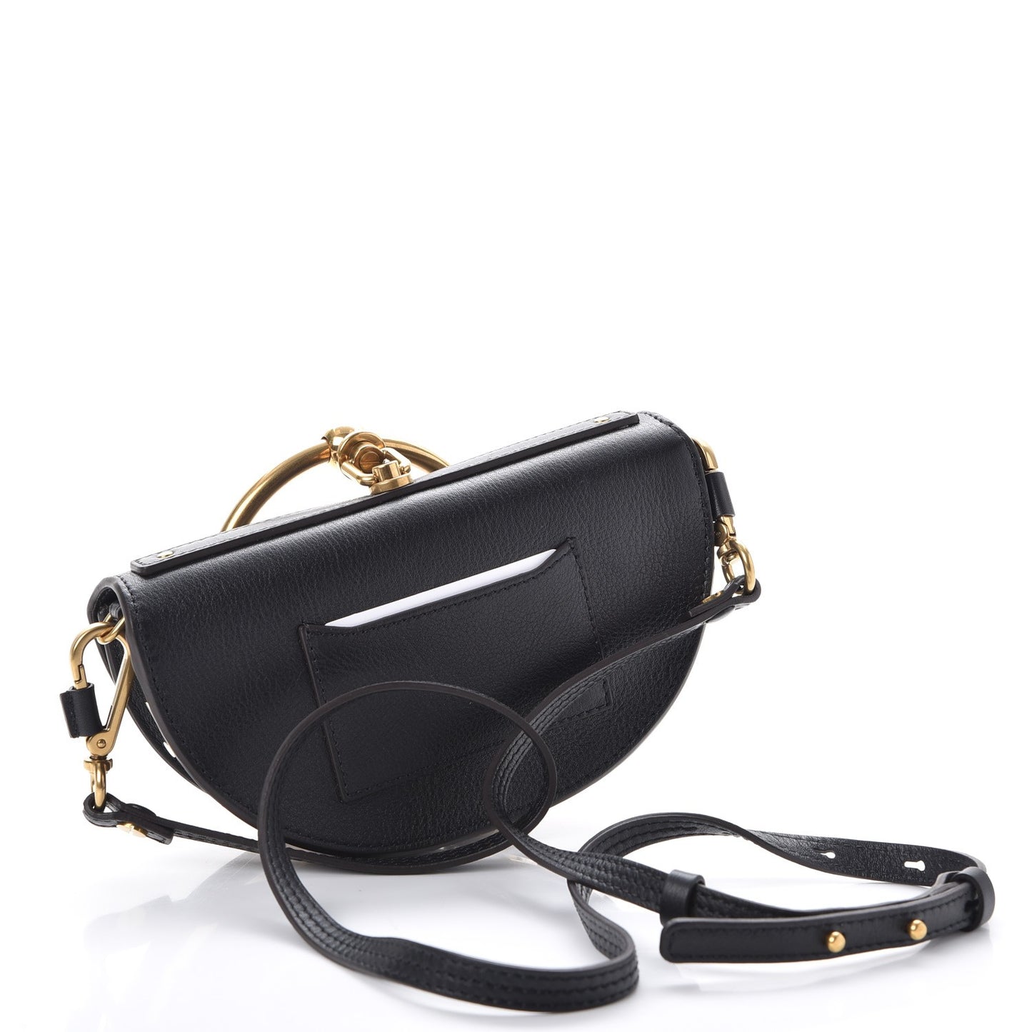 Calfskin Small Nile Bracelet Minaudiere Bag Black