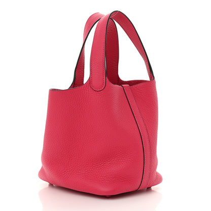 Hermes Taurillon Clemence Monochrome Picotin Lock 18 PM Rose Mexico 3 of 10