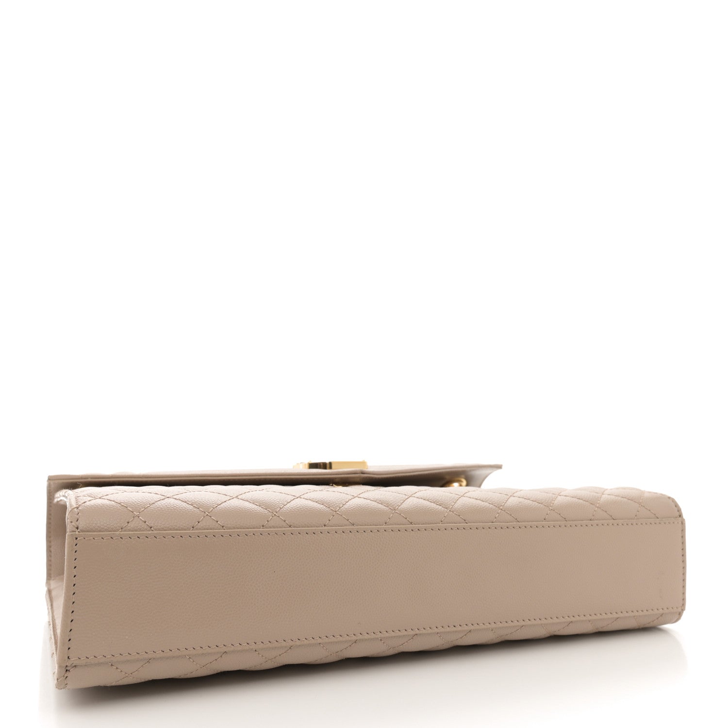 Saint Laurent Grain De Poudre Mixed Matelasse Large Triquilt Monogram Satchel Dark Beige 4 of 13